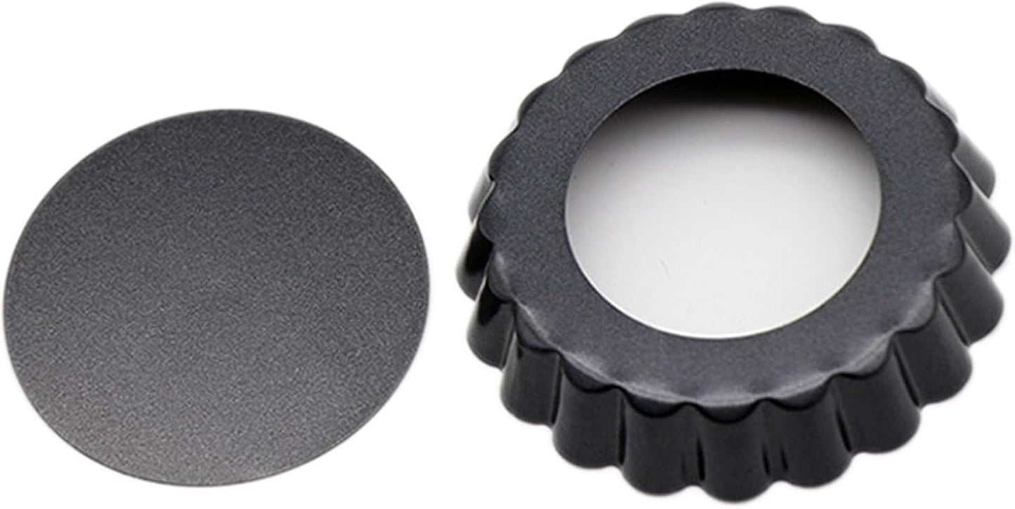 12 Packs 3 Inch Egg Tart Molds with Removable Bottom, Non-Stick Pan Carbon Steel EggTart Molds, Muffin Cupcake Pudding Baking Cup Maker - for Pies, Chinese Tart, Cakes