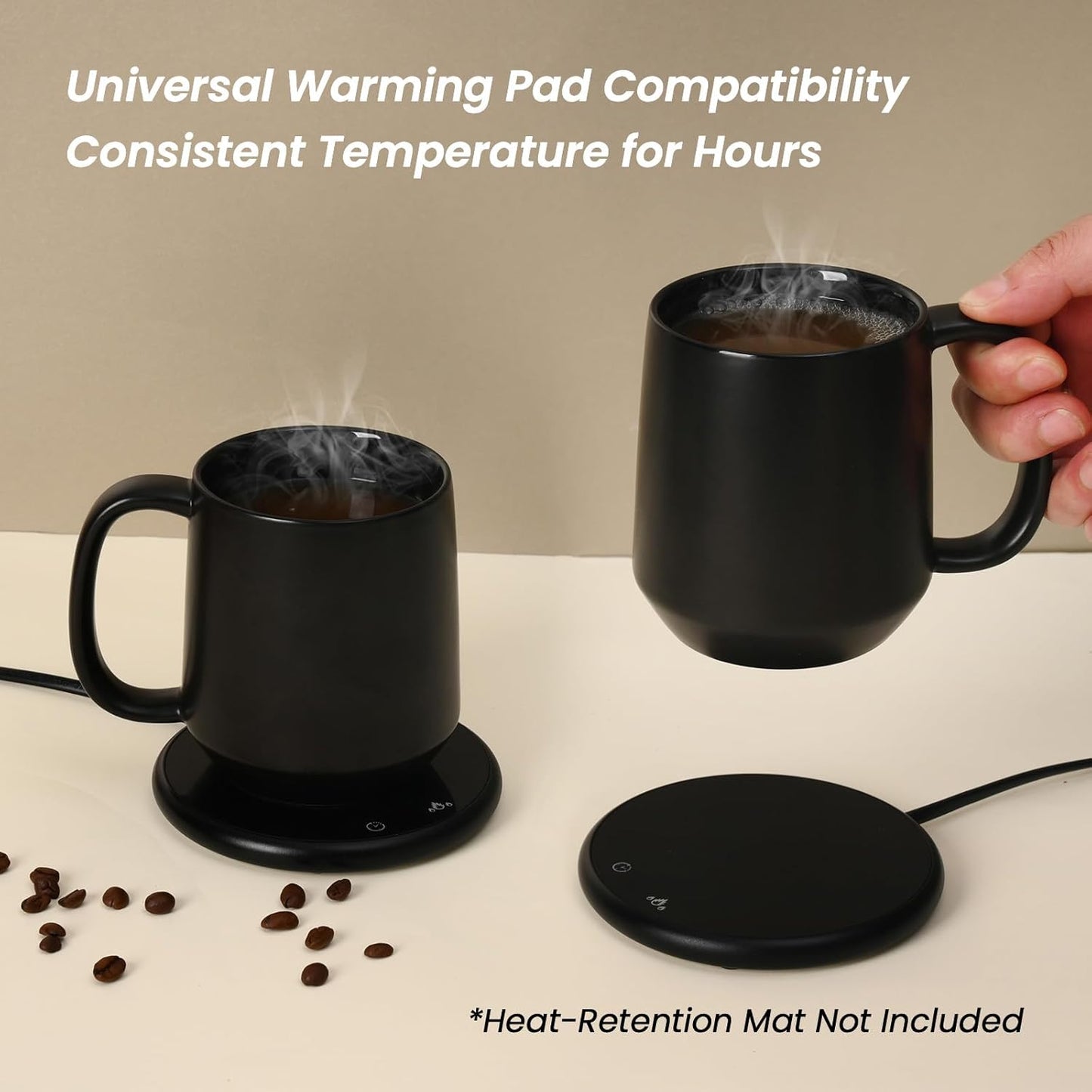 Miicol Ceramic Coffee Mug, 16 oz Large Coffee Cup, Tea Mug with Handle, Flat Bottom Mug for Men, Women, Office, Microwave and Dishwasher Safe, Multi-Color, Black