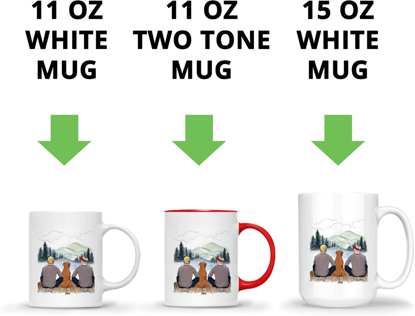 Gossby Personalized Dog Mug - Life is Better with a Dog (2 Men - Dog) - 11oz, 15oz Custom Dog Dad Couple Mug with Names - Personalized Dog Dad Gifts for Dog Lover, Owner with Personal Touches