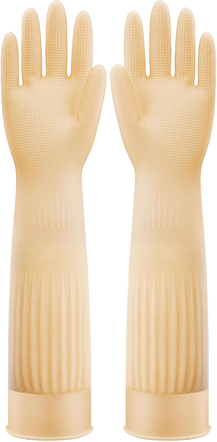 Coson home Long Rubber Dishwashing Cleaning Gloves, Elbow Length for Dishes Household Kitchenware Washing 17.8 Inches