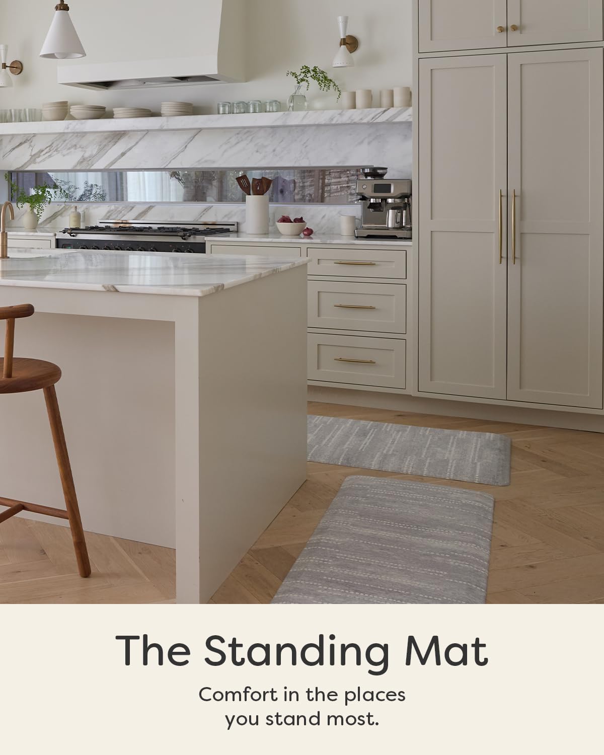 House of Noa Nama Standing Mat – Anti-Fatigue Cushioned Kitchen Mats for Floor | Ergonomic Bounce-Back Foam Kitchen Mats | Anti-Fatigue Mats for Kitchen & Standing | Aspen Dove | 22"x72"