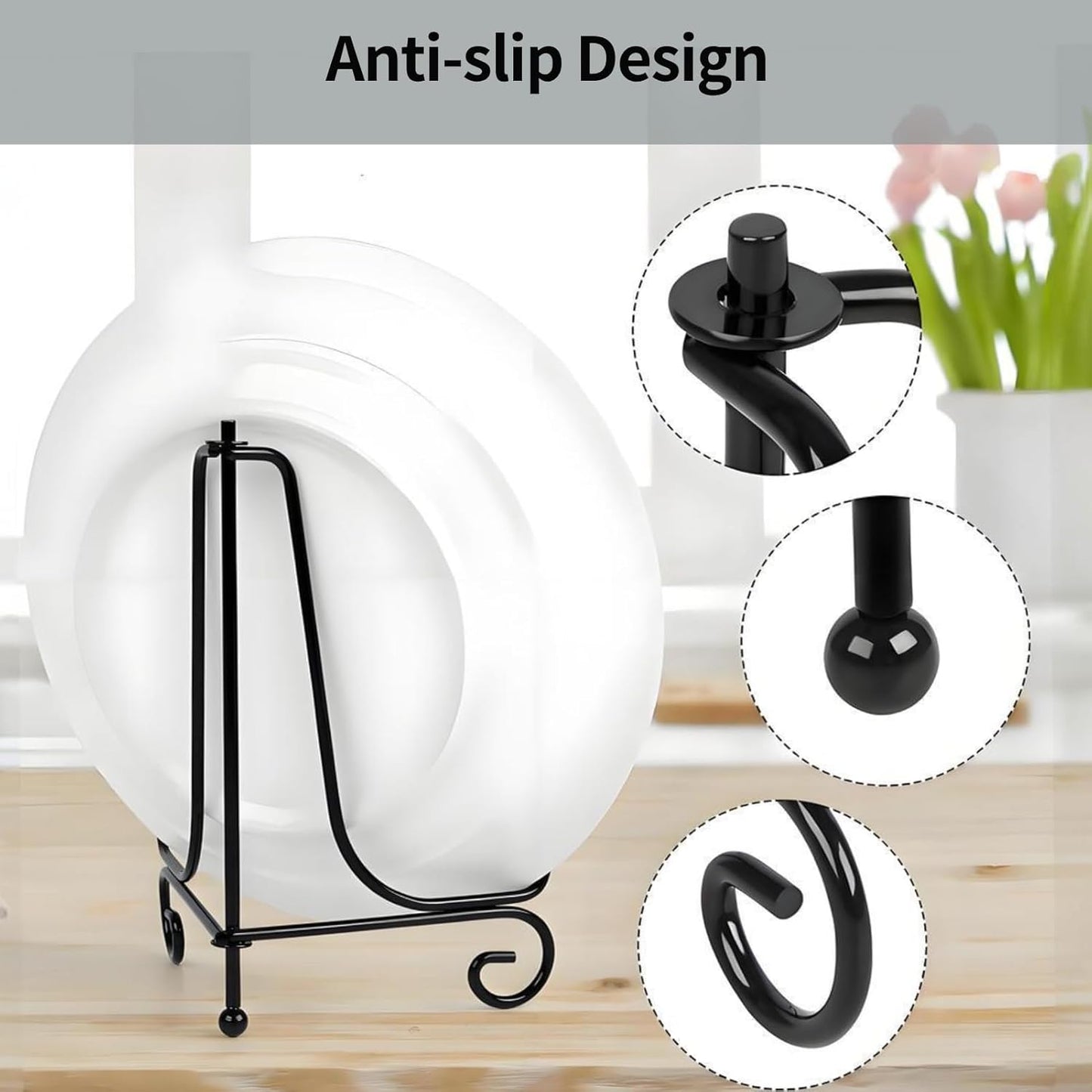 Yosoo Health Gear 1 pcs 4" - 12" Black Plate Stands for Display for Bowls, Plate Holder Display Stand, Easel to Hold Pictures for Plates, Photo Frames, Books, Card(10 inch)