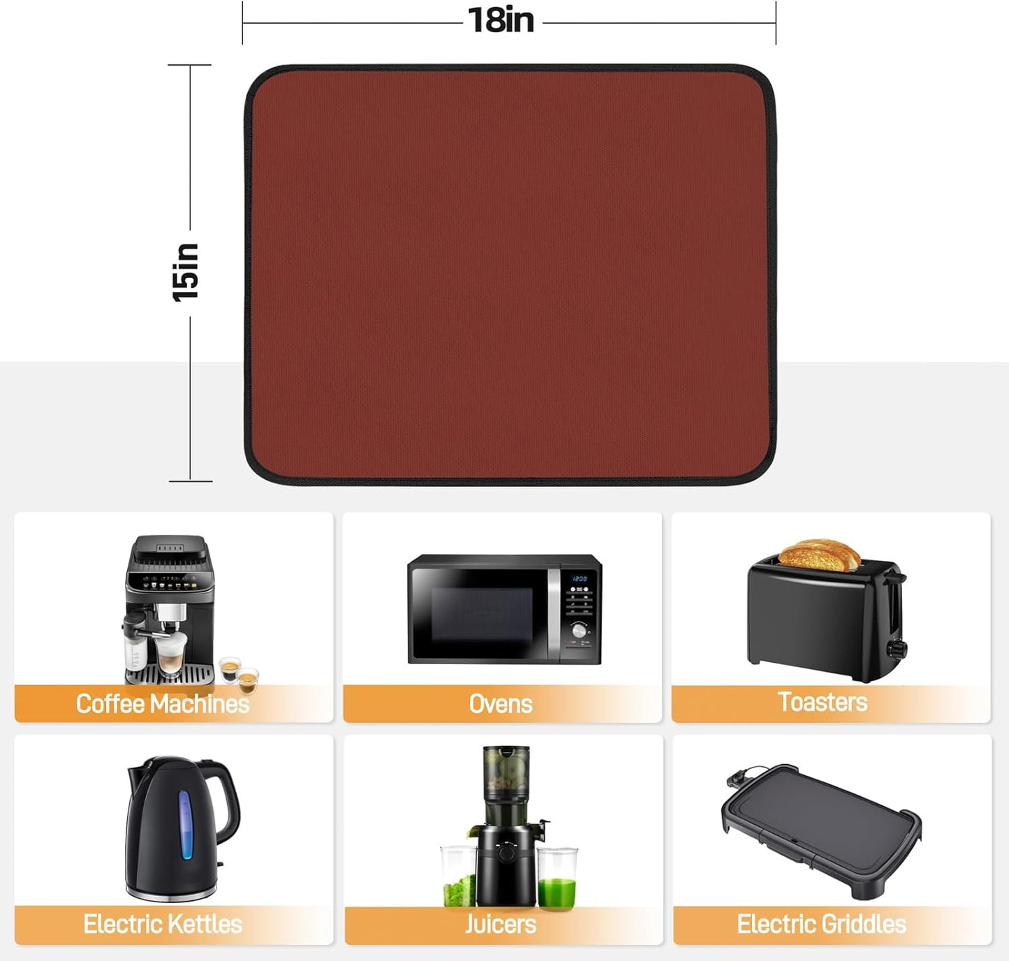 Heat Resistant Mats for Countertop - Firproof 15x18 in Heat Resistant Mats for Air Fryer - Kitchen Countertop Protector for Air Fryer, Coffee Maker, Stand Mixer, Toaster, Oven 2PCS - Red