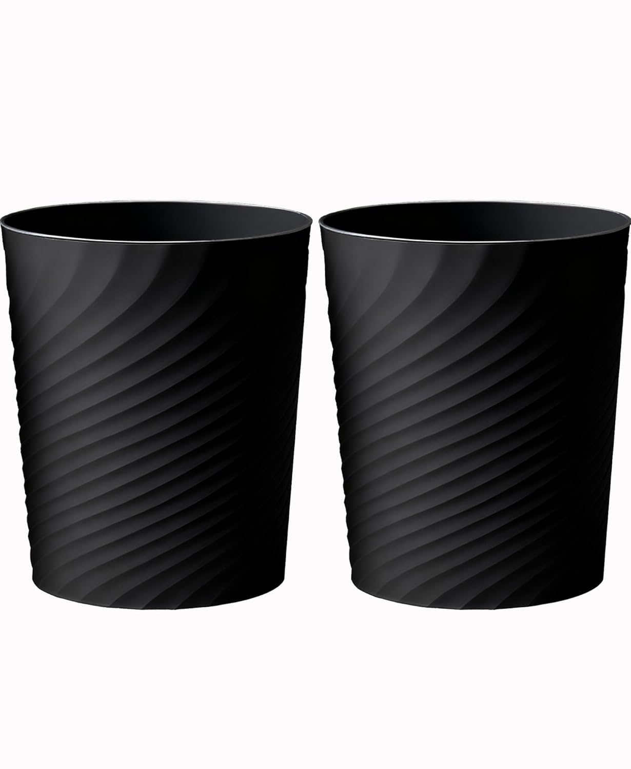 2 Pcak Small Bathroom Trash Can 1.8 Gallon Waste Basket Garbage Can for Bedroom Office Kitchen, Black