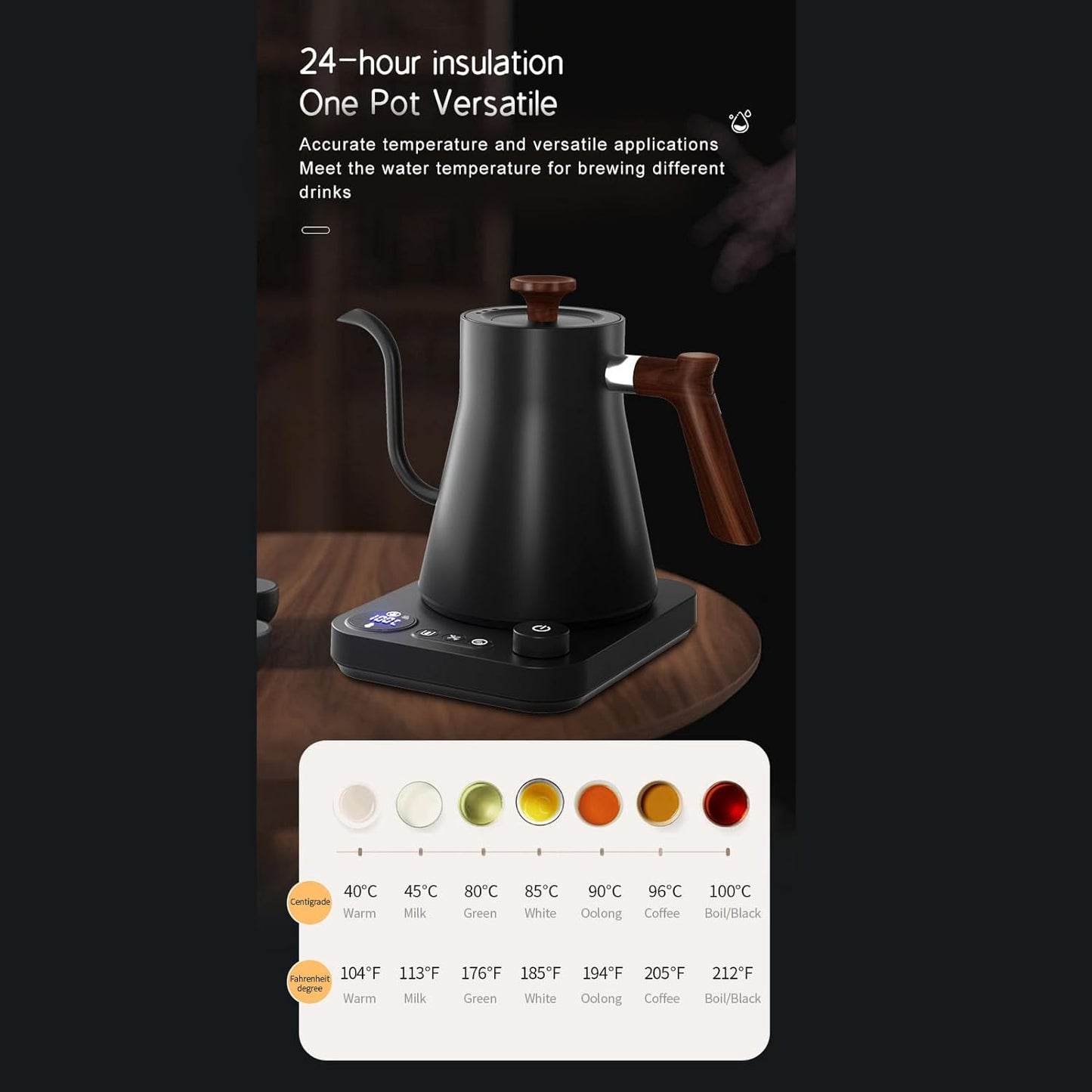 Gooseneck Electric Kettle, Electric Tea Kettle, Hot Water Kettle Electric, Electric Kettle Temperature Control, Teapot for Boiling Water Coffee