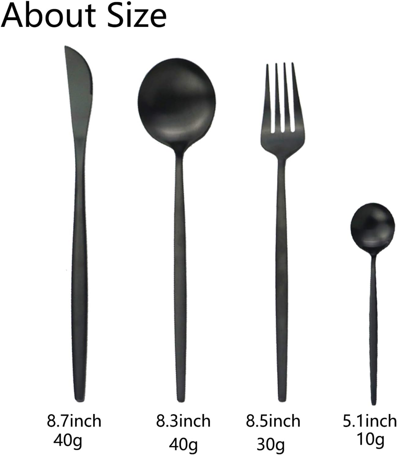 JASHII Silverware Set, 24-Piece Stainless Steel Flatware Set,Kitchen Utensil Set Service for 6,Tableware Cutlery Set for Home, Dishwasher Safe (Matte Black)