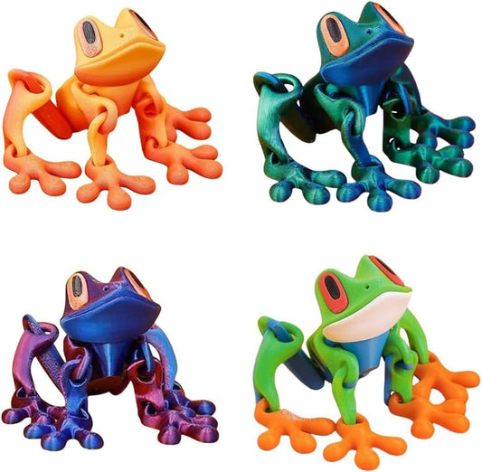 4pcs 3D Printed Magnetic Frog, 3D Printed Frog Fridge Magnets,Realistic Jointed Jumping Frogs Model，Frog Refrigerator Magnets Decor, for Home Office Decor