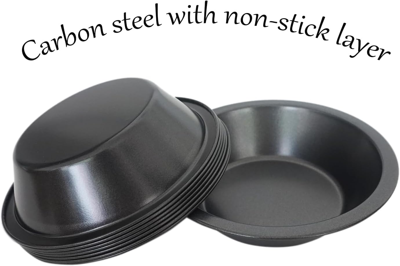 8 PACK Mini Pie Pans 5 Inch, Small Round Metal Pie Tins, Nonstick Carbon Steel Individual Pie Plate Baking Dish, Pot Pie Tin - for Baking Pies, Crust, Tarts, Black