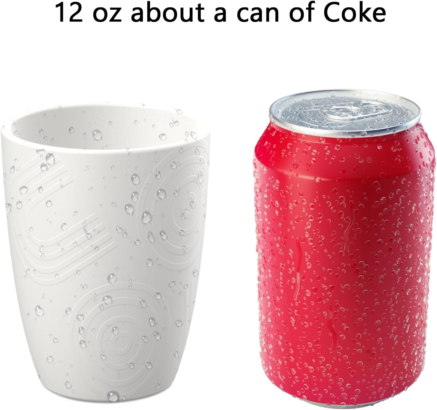 Homienly Drinking Cups 12 OZ Wheat Straw Cup Sets of 6 Reusable Water Drinking Glasses Dishwasher Safe Water Glasses Lightweight Tumbler for Kitchen - White