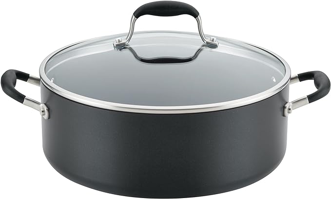 Anolon Advanced Home Hard-Anodized Nonstick Wide Stock Pot/Stockpot (7.5-Quart, Onyx)