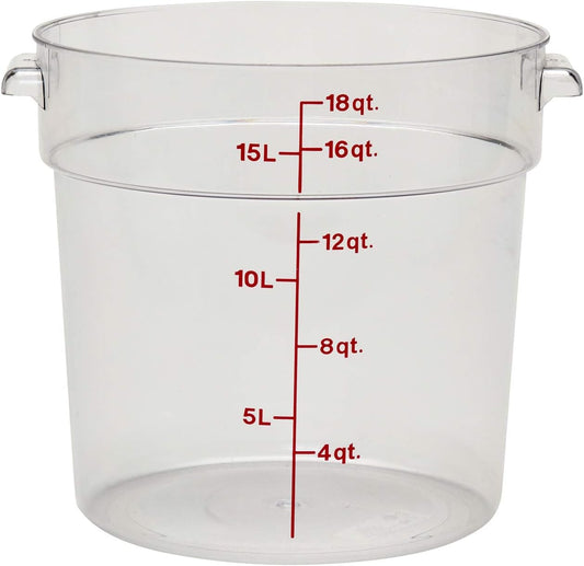 Cambro Food Storage Container (6 Pack) - Round Series - 18 QT (Quart) - Commercial Grade for Food Prep (Clear)