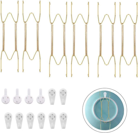 12 Pack Wall Plate Hangers 6/8/10 Inch Invisible Vertical Plate Holders with 12Pcs Wall Hooks for Decorative Plates Antique Plates and Art