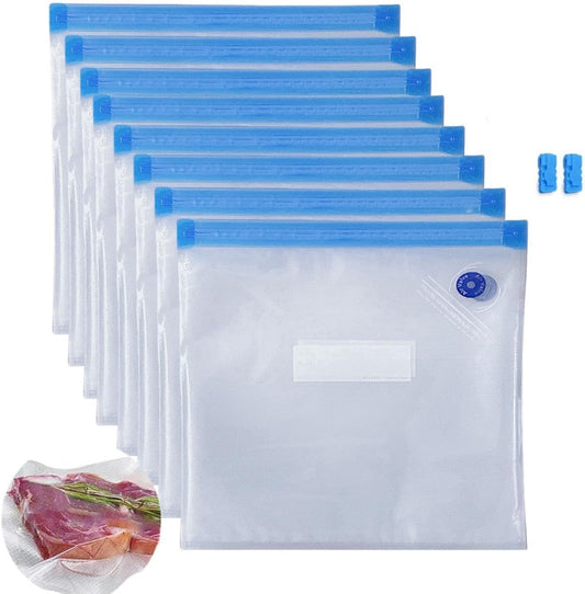 Sous Vide Bags-BPA-Free Reusable Vacuum Seal Bags for Food/Freezing safe-20pcs (8.6 * 8.5in) Vacuum Food Storage Bags & Seal Clips for Sous Vide Cooking-HOMYLAND