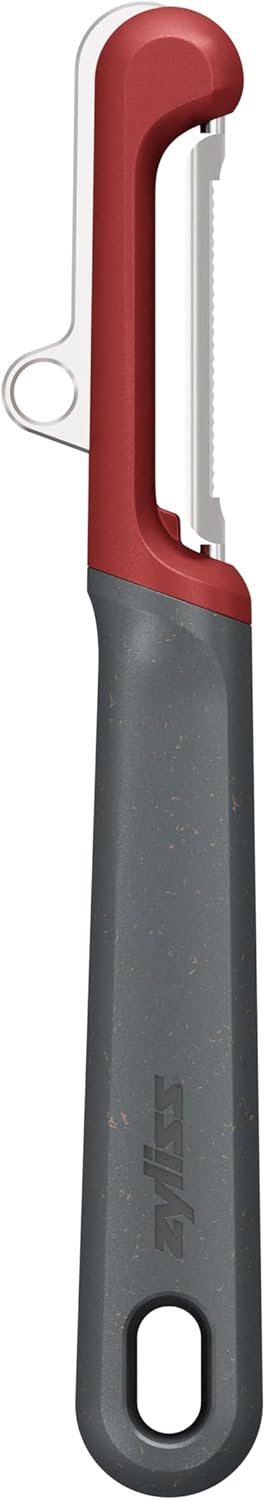 Zyliss Soft Skin Peeler – Ultra-Sharp Stainless Steel Blade for Tomatoes, Peaches & More – Ergonomic Wheatstraw Handle – Built-in Eye Cutter & Safety Cover – Dishwasher Safe – Fruit & Veggie Peeler