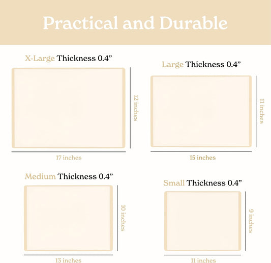 SMIRLY Plastic Cutting Board Set with Holder 4 Pieces, Non-Slip Dishwasher Safe Chopping Boards for Kitchen, Cream White