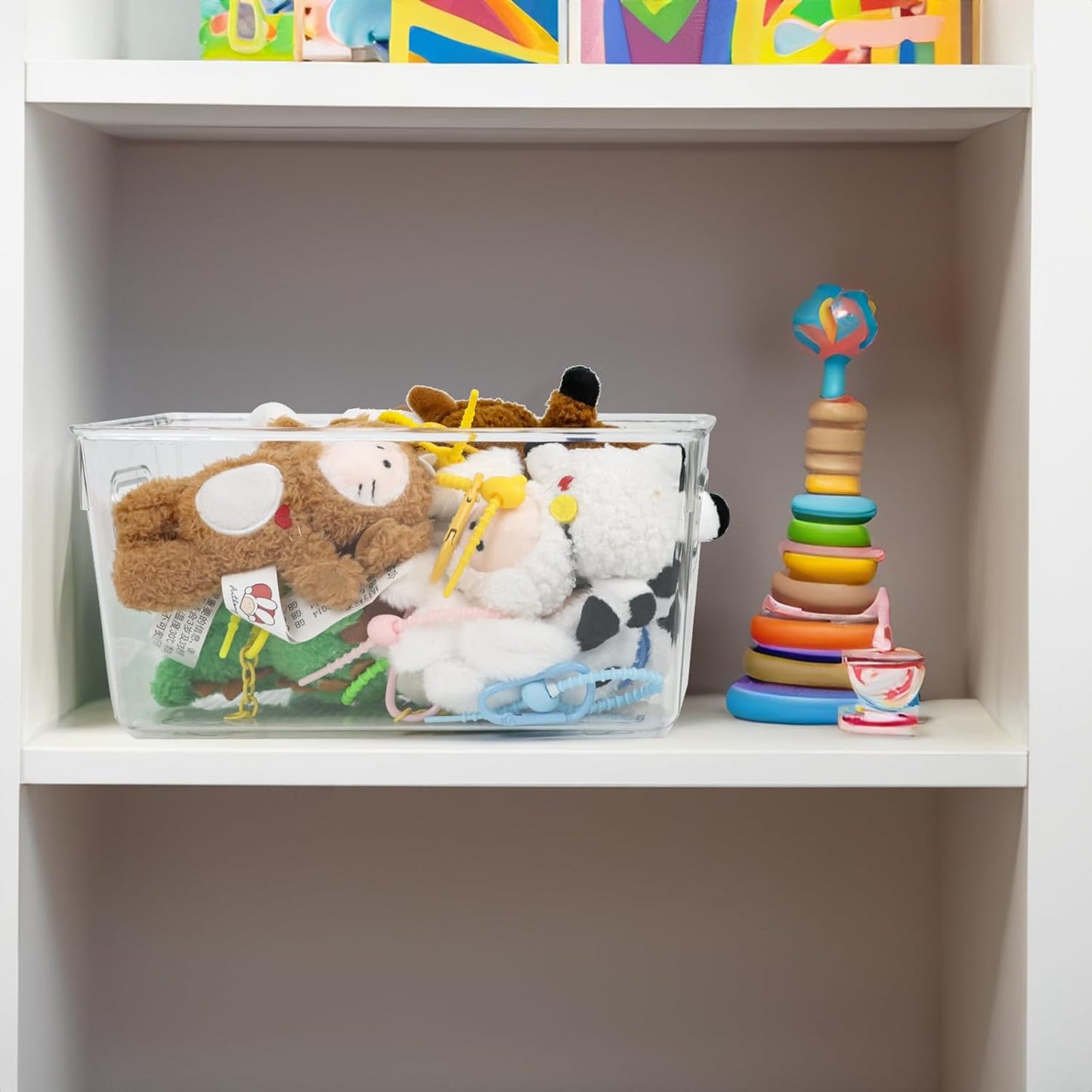 10 PACK Clear Storage Bins Clear Storage Containers for Kitchen Pantry Organization, Organizing Bins with Built in Handles, Cabinet Organizers