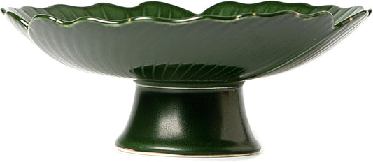 Ceramic Fruit Bowl for Kitchen Counter, Decorative bowl, Pedestal bowl, Footed bowl, Modern fruit bowl, Large fruit bowl, Decorative bowls for home décor, Green fruit bowl, 8.5 ""