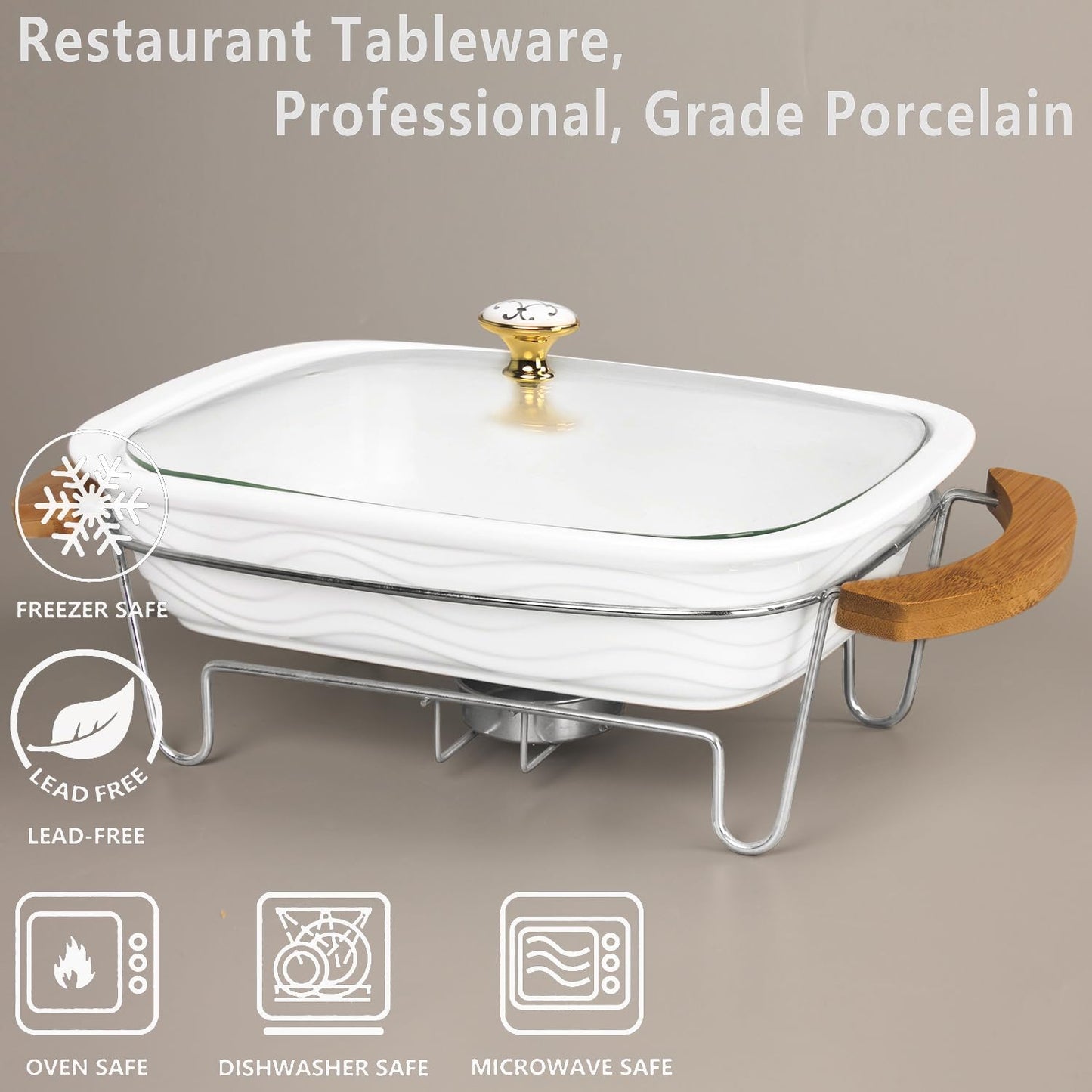 12" x 8" Ceramic Casserole Baking Dish With Glass cover and rack, Lasagna Pan Deep for Oven, 2.2 Quarts Baking Pan with Handles, Oven Safe&Durable Bakeware for Home Decor