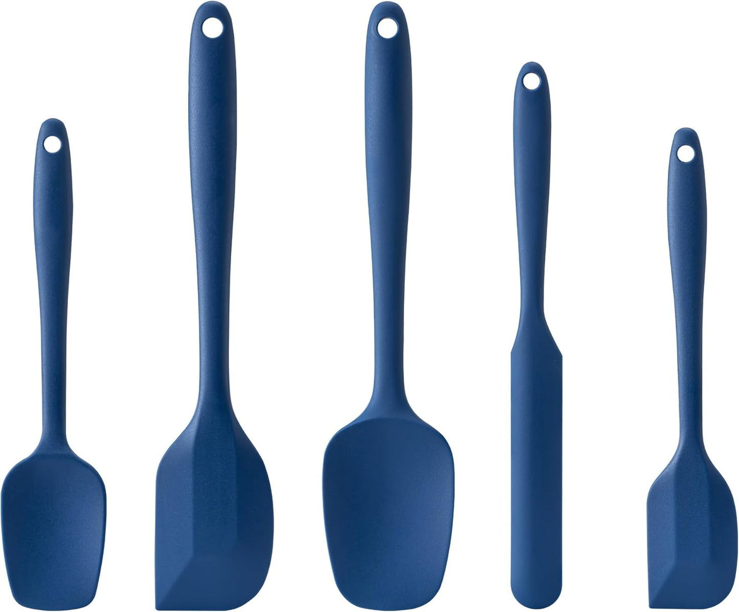 Silicone Spatula Set, 5 Piece Food Grade Rubber Spatulas for Baking, Cooking, and Mixing High Heat Resistant Non Stick Dishwasher Safe BPA-Free (Navy Blue)