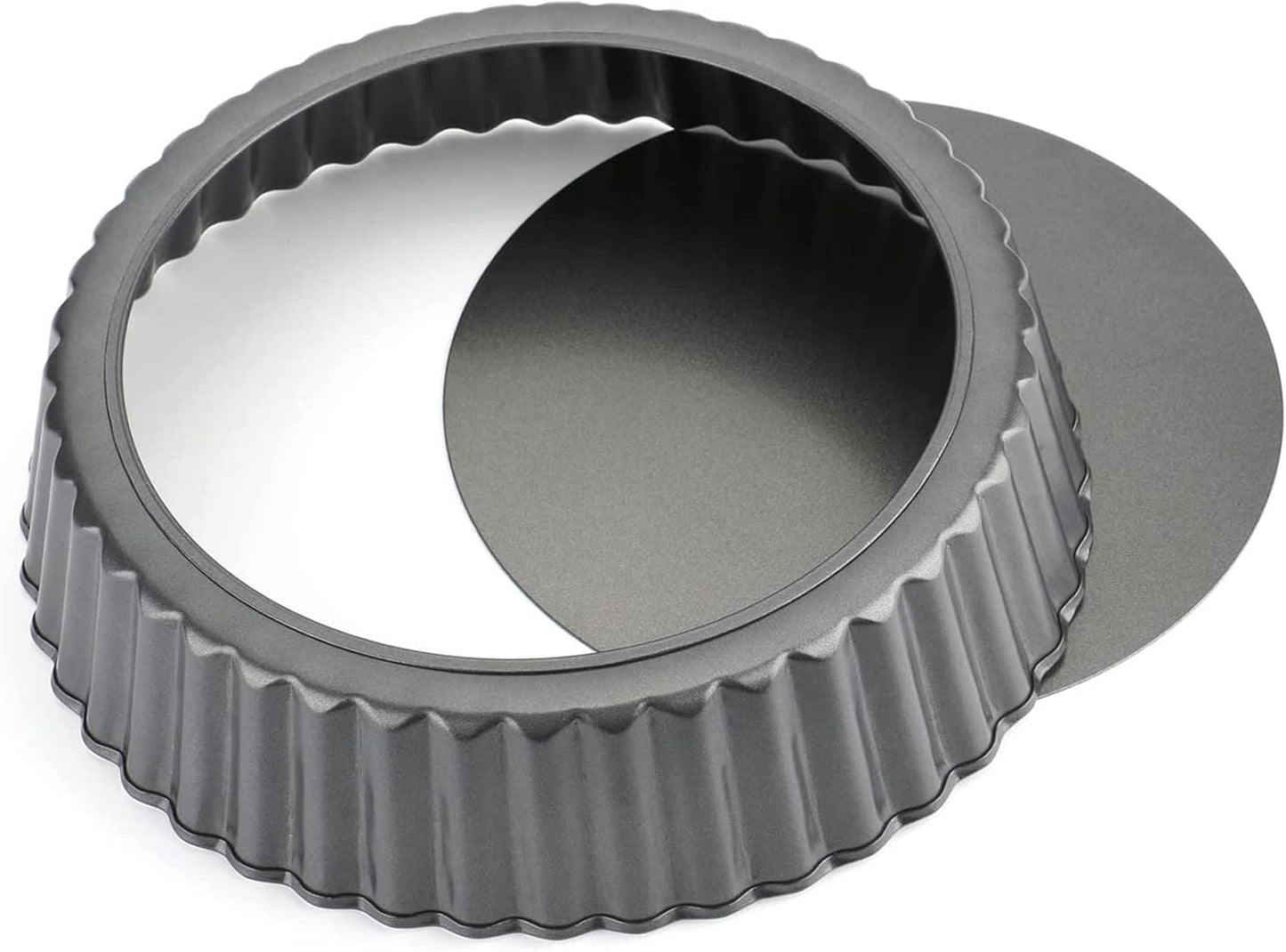 Tosnail 2 Packs 9.5" x 2" Nonstick Tart Pan with Removable Bottom, Quiche Pan Deep Pie Pan Round Baking Pan