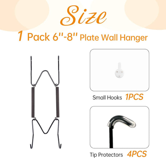 Bilillo Plate Hangers for The Wall, Suitable for 6''-8'' Decorative Plate,Invisible Heavy Duty Wire Plate Holder with Wall Hooks, Plate Hangers for Displaying Plates, Platter, Dish (Black)