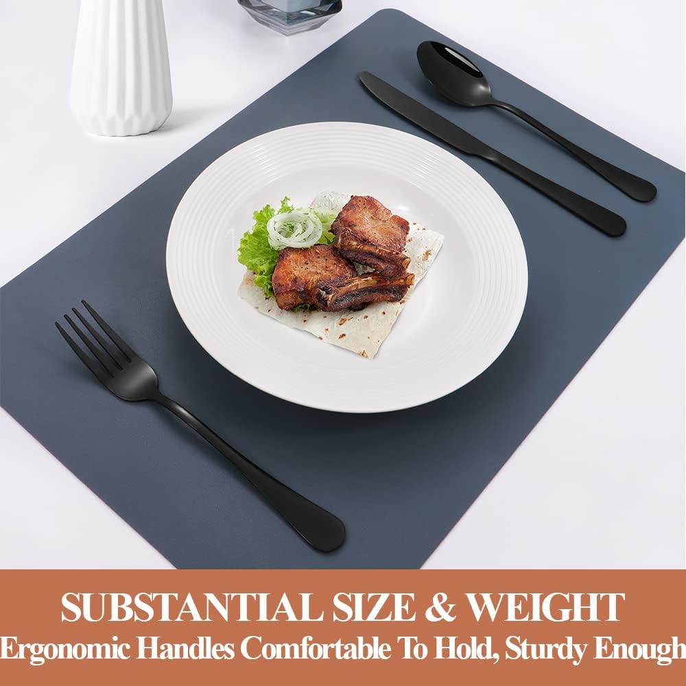 Lazycorner 30 Pcs Black Silverware Set for 6, Mirror Polished Flatware Set Stainless Steel Fork Knife Spoon, Food Grade Eating Utensils Sets, Reusable Silverwear Cutlery Set, Dishwasher Safe