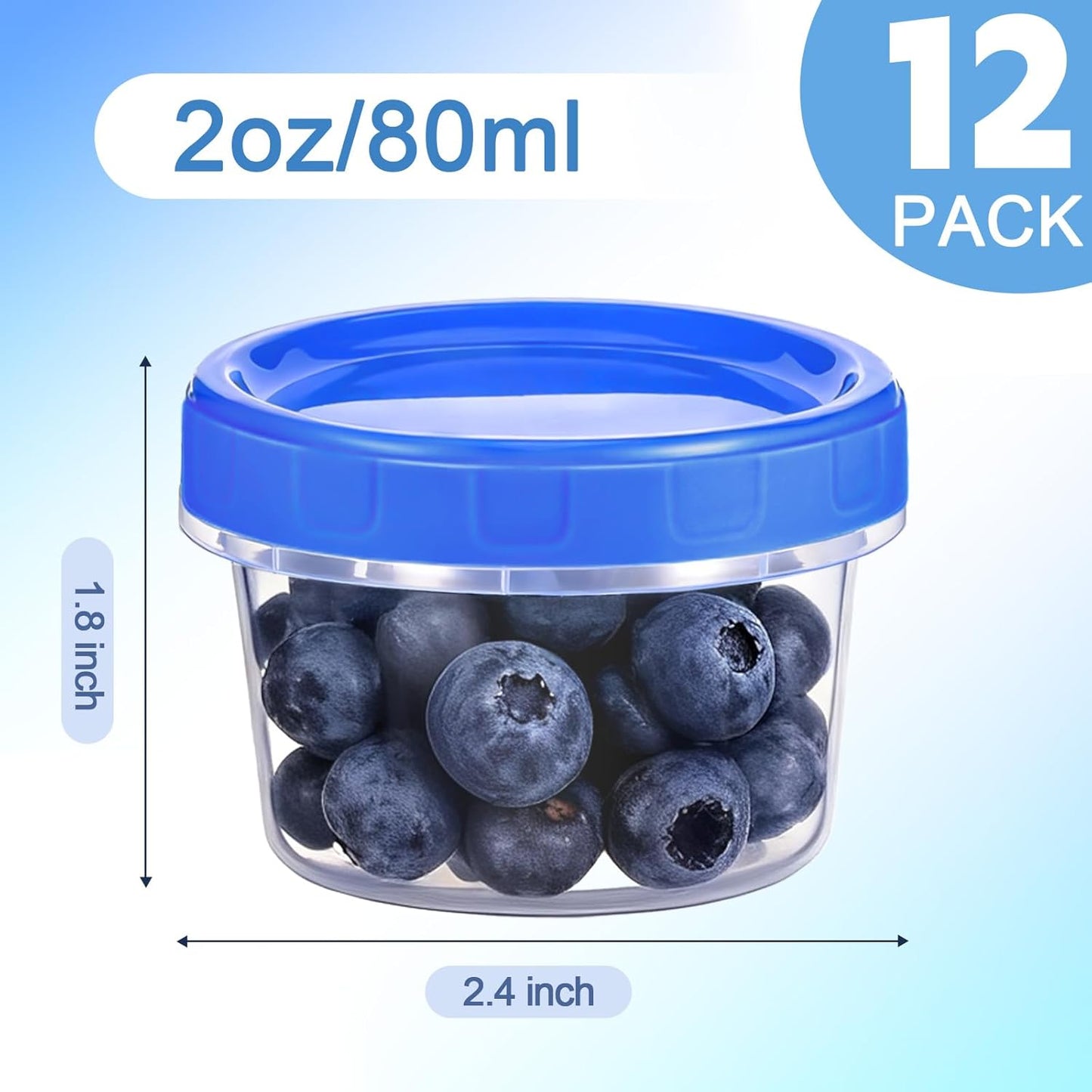 12 Pcs 2 oz Salad Dressing Container To Go Small Sauce Containers with Lids, Reusable Condiment Cups for Lunch Box, Airtight Freezer Storage Containers, Microwave & Dishwasher Safe