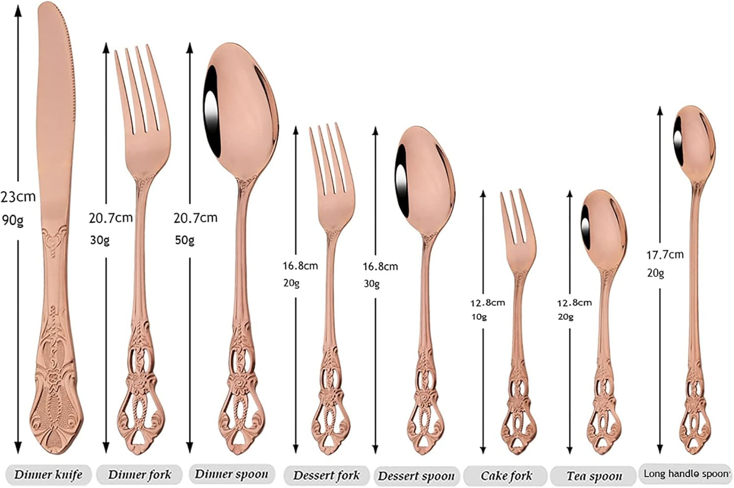 Royal 24-piece Rose Gold Mirror Silverware Dinnerware, 18/10 Stainless Steel Luxury Flatware Service For 6 Tableware Ideal For Wedding Home Restaurant, Dishwasher Safe