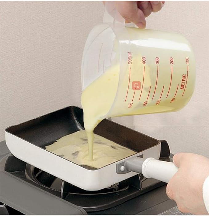 Plastic Measuring Cup Set,3Pcs BPA Free Plastic Clear Heat-resistant with Angled Grip and Spout Stackable Liquid Measuring Cup for Kitchen Use