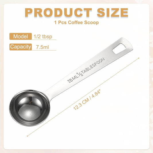 PATIKIL 1pcs 7.5ml Tablespoon Measuring Spoon, 1/2 Tbsp Measuring Spoon Stainless Steel Individual Measure Scooper Only for Ground Coffee Loose Tea Powder