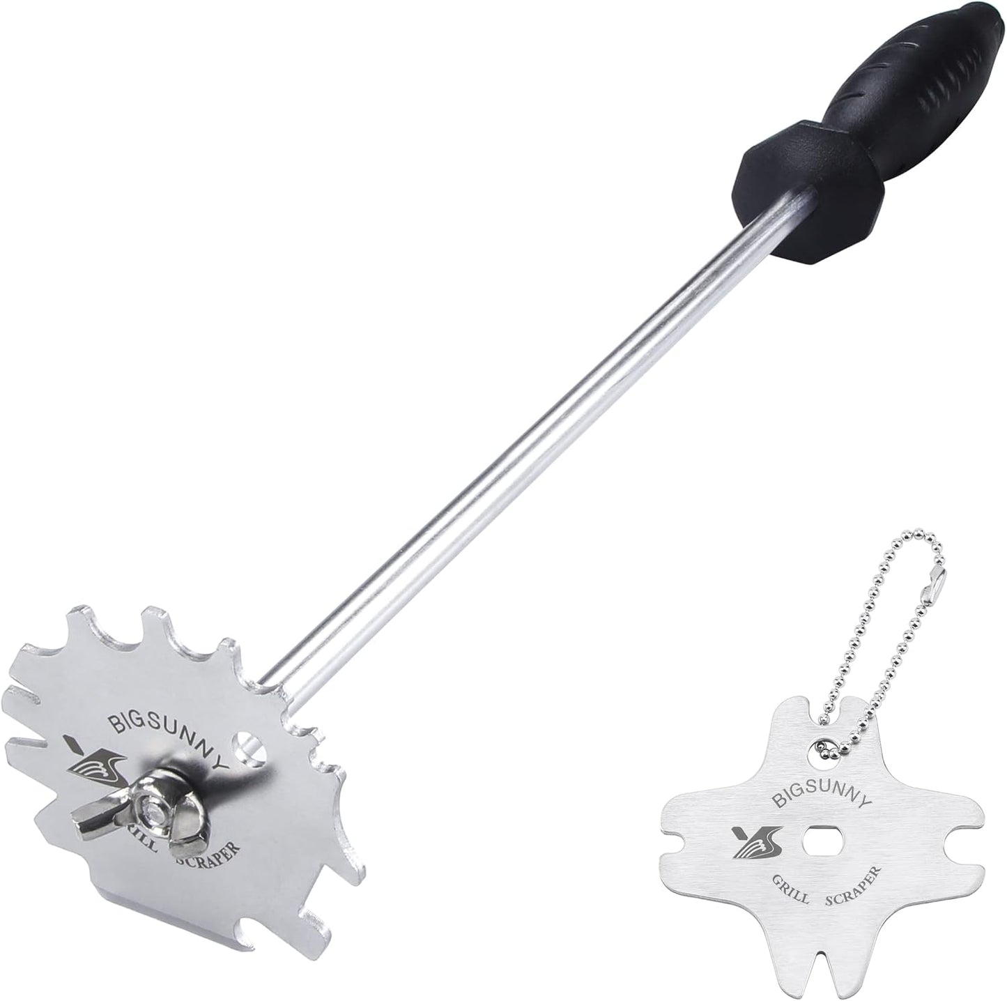 MSY BIGSUNNY Good Grip Stainless Steel Grill Scraper for BBQ Grate and Griddle (16" Scraper)