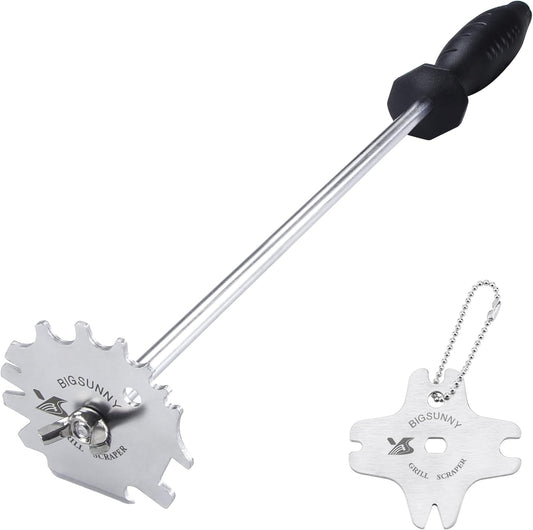 MSY BIGSUNNY Good Grip Stainless Steel Grill Scraper for BBQ Grate and Griddle (16" Scraper)