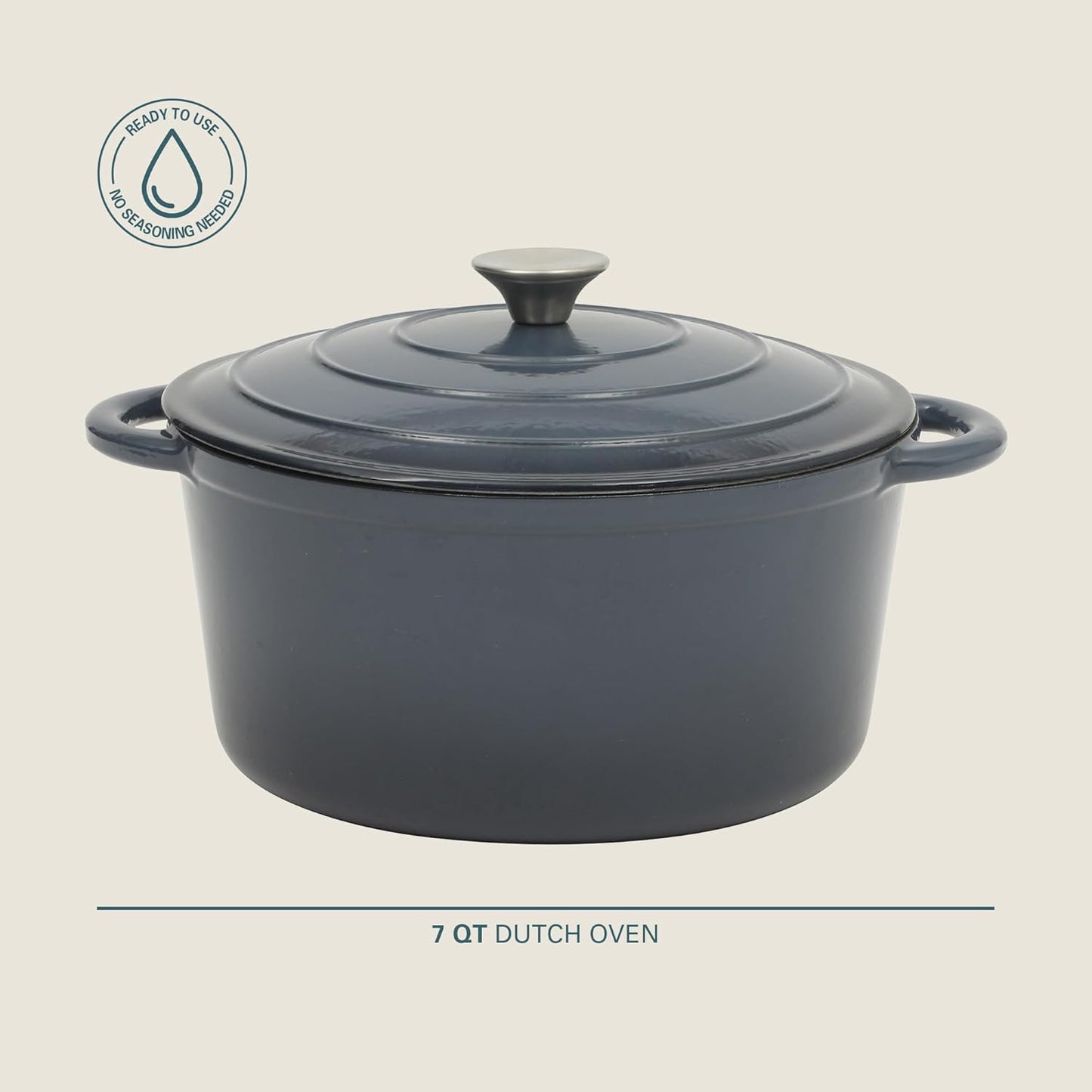 Gibson Home Addlestone 7 Qt Enameled Cast Iron Dutch Oven Pot with Lid – Round, Oven Safe to 500°F, Ideal for Bread Baking & Stews - Gradient Navy Blue