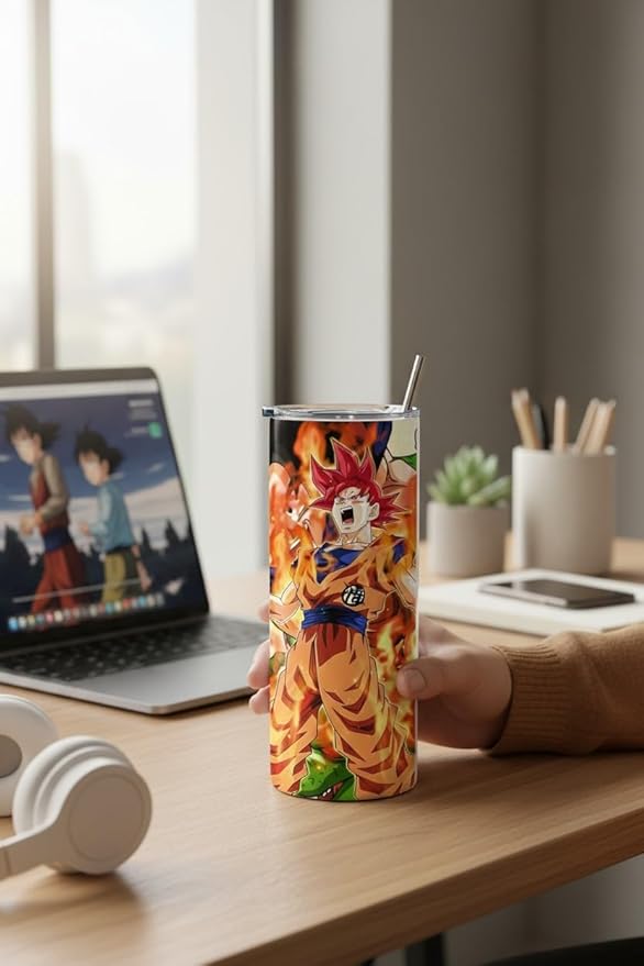 Alpha Printing Tumblers 20oz with Straw- Goku Super Saiyan