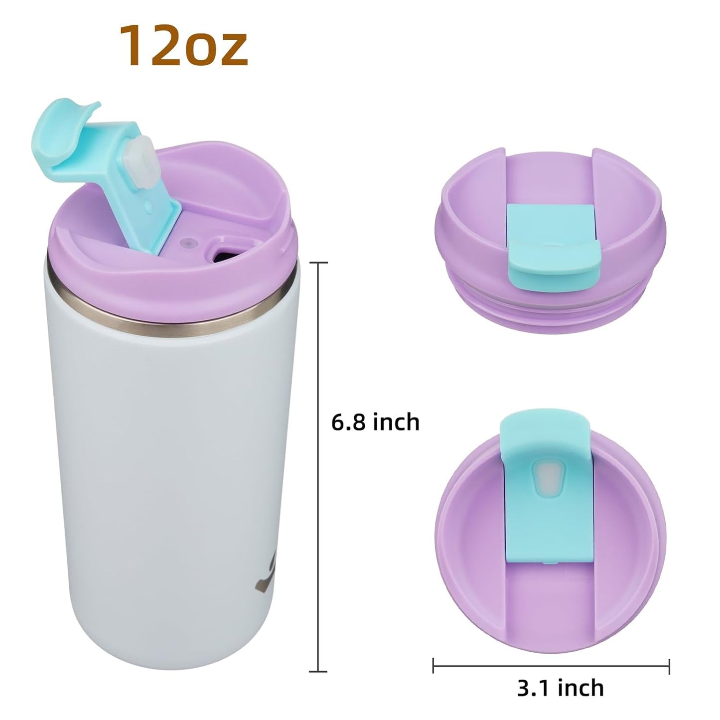 Tumbler with Lid, 12 oz Travel Coffee Mug Double Wall Vacuum Stainless Steel Thermal Metal Cup Insulated Water Bottle,Haze Ash