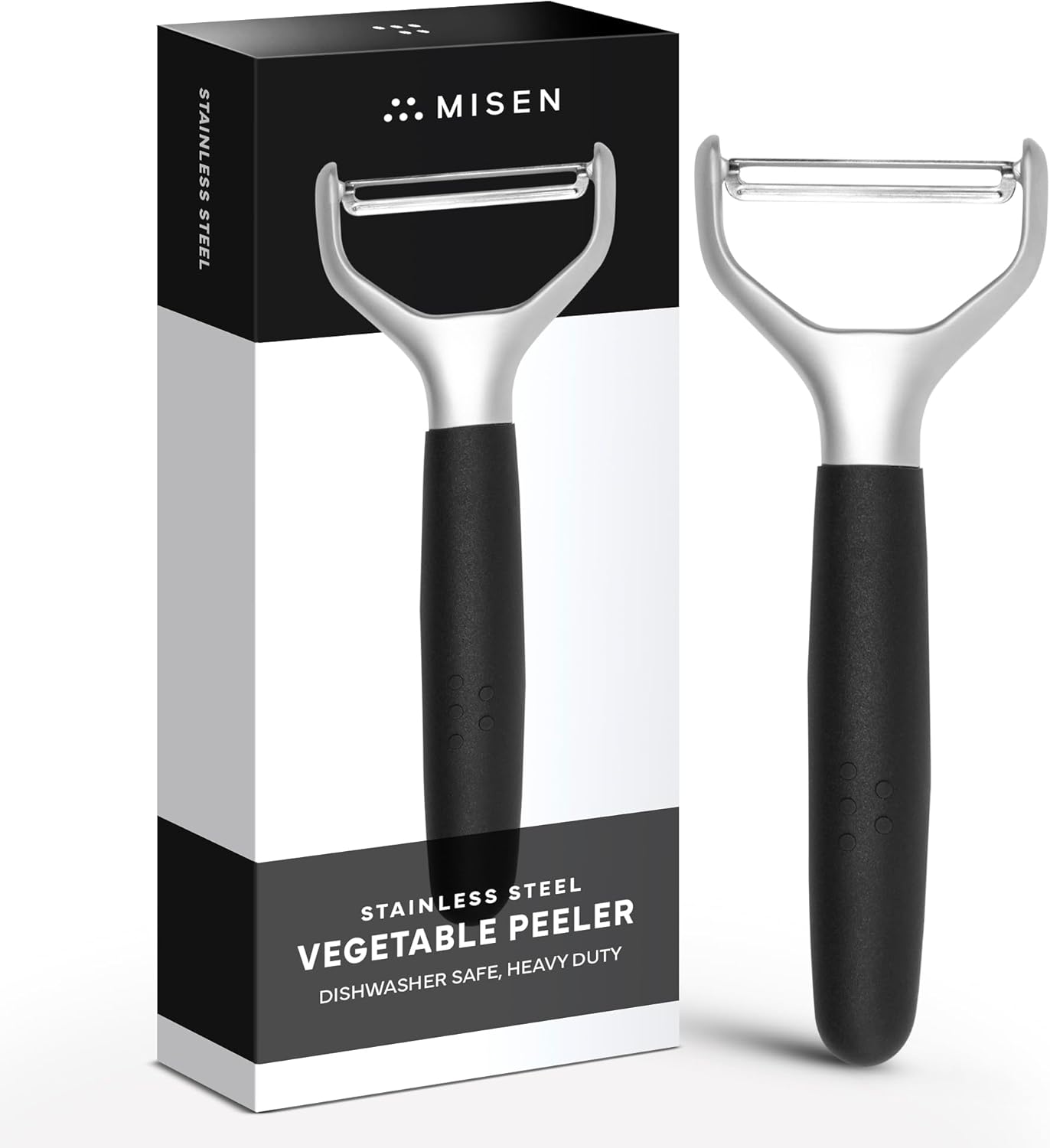 Misen Stainless Steel Vegetable Peeler - Dishwasher Safe Y Peeler - Easy to Use with Potatoes, Cabbage, Carrots, and More - Progessional Grade Kitchen Tool - Black