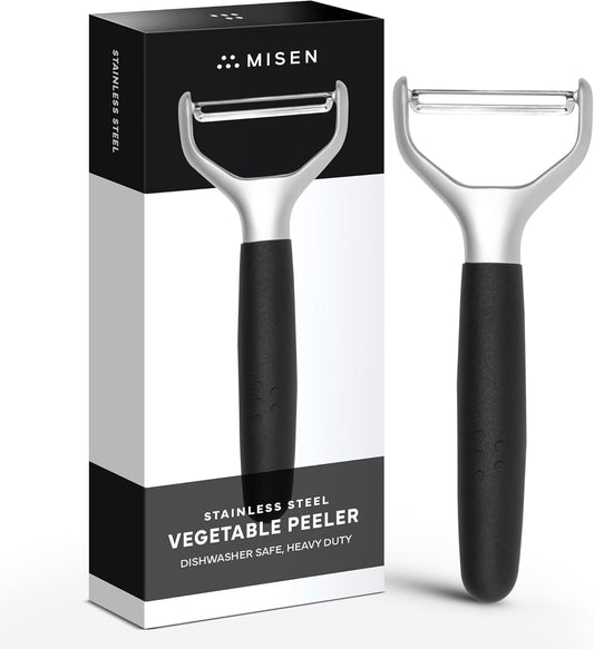 Misen Stainless Steel Vegetable Peeler - Dishwasher Safe Y Peeler - Easy to Use with Potatoes, Cabbage, Carrots, and More - Progessional Grade Kitchen Tool - Black