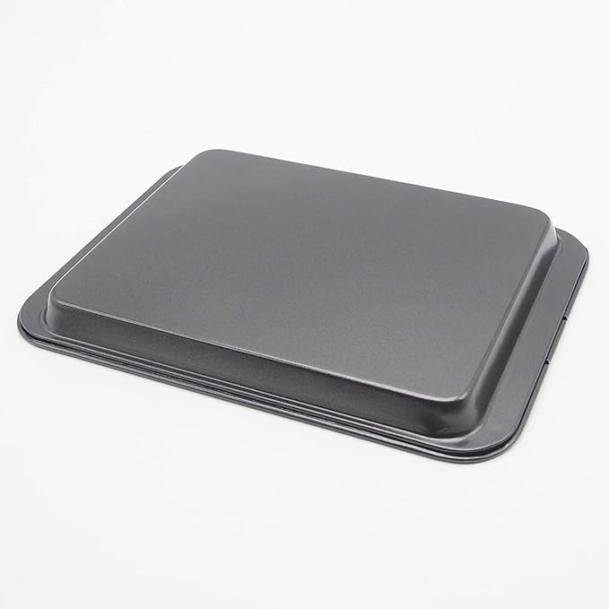 Small Baking Sheet Nonstick 9.45 X 7.09 Inch (Inner 7.5x6), 8 Inch Mini Cookie Tray Toaster Conventional Oven Pan No Warp No Rust Magnetic Bakeware for 1 to 2 person 2 Pack