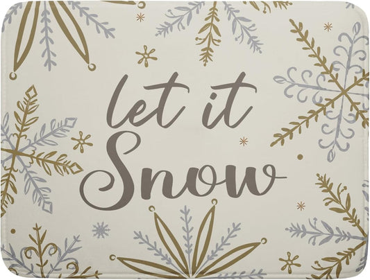 Christmas Snowflake Dish Drying Mats for Kitchen Counter 18×24 Inch Winter Snowflake Let It Snow Large Microfiber Drying Mat Kitchen Accessories Dish Rack Mat Drainer Pad Washable Absorbent