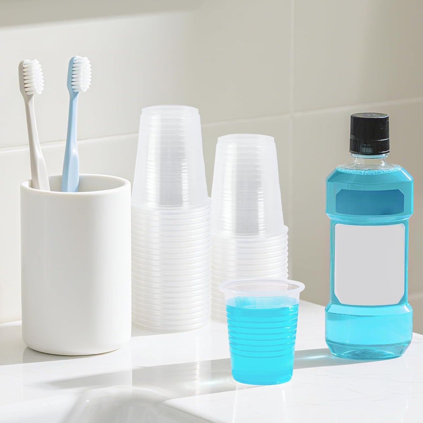 600 Pack 3 oz Clear Plastic Cups, Small Bathroom Cups, Disposable Mouthwash Cup, Cold Party Drinking Cup, Perfect for Whiskey, Juice, Soda, Coffee