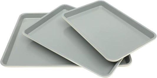 Sur La Table Kitchen Essentials Bake Sale 3-Piece Cookie Sheet Set – Nonstick Carbon Steel Baking Pans (13, 15, 18 Inch) – Grey Easy-Clean Oven Trays for Cookies, Roasting & More
