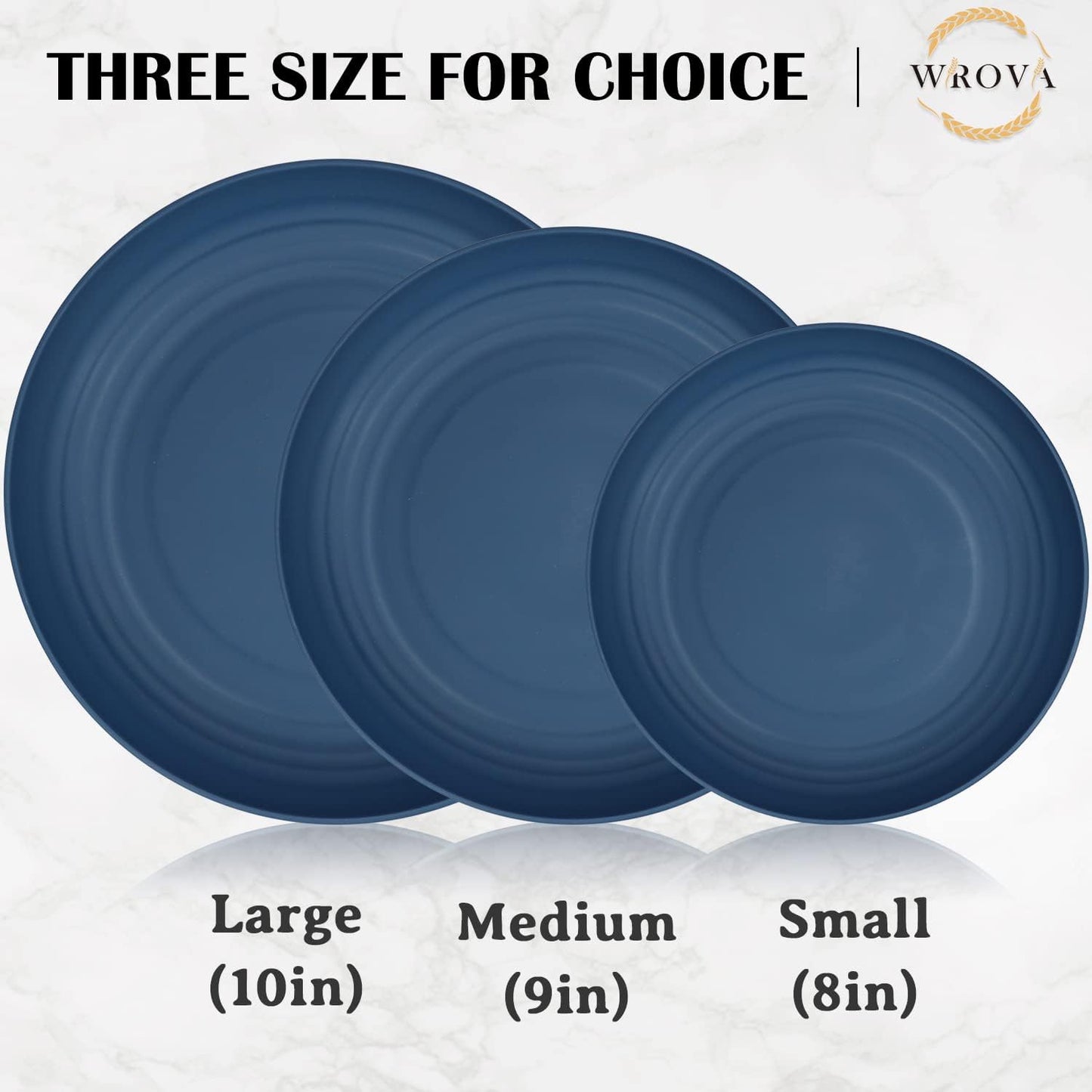 Wrova Wheat Straw Plates - 8 Inch Unbreakable Dinner Plates Set of 8 - Dishwasher & Microwave Safe Plastic Plates Reusable - Lightweight Plate for kitchen,R.V. (Colorful Series)