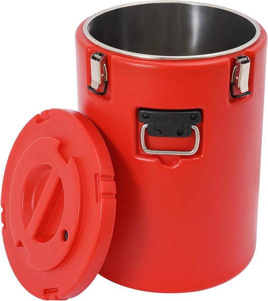 DYNAMI Large Insulated Food Container, Portable Commercial Food Warmer Insulated Soup Container Cold Hot Box for Catering,Stainless Steel Inner Liner, Sealed and Leak-proof (Red, 9.3 Gal)