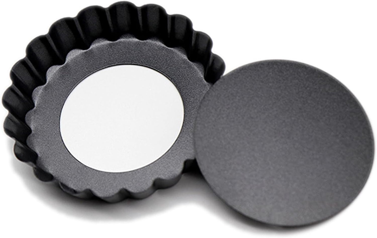 Mantouxixi 4 Inch 12 Packs Egg Tart Molds with Removable Bottom, Non-Stick Pan Carbon Steel Pie EggTart Molds, Muffin Cupcake Pudding Baking Cakes Cup Maker