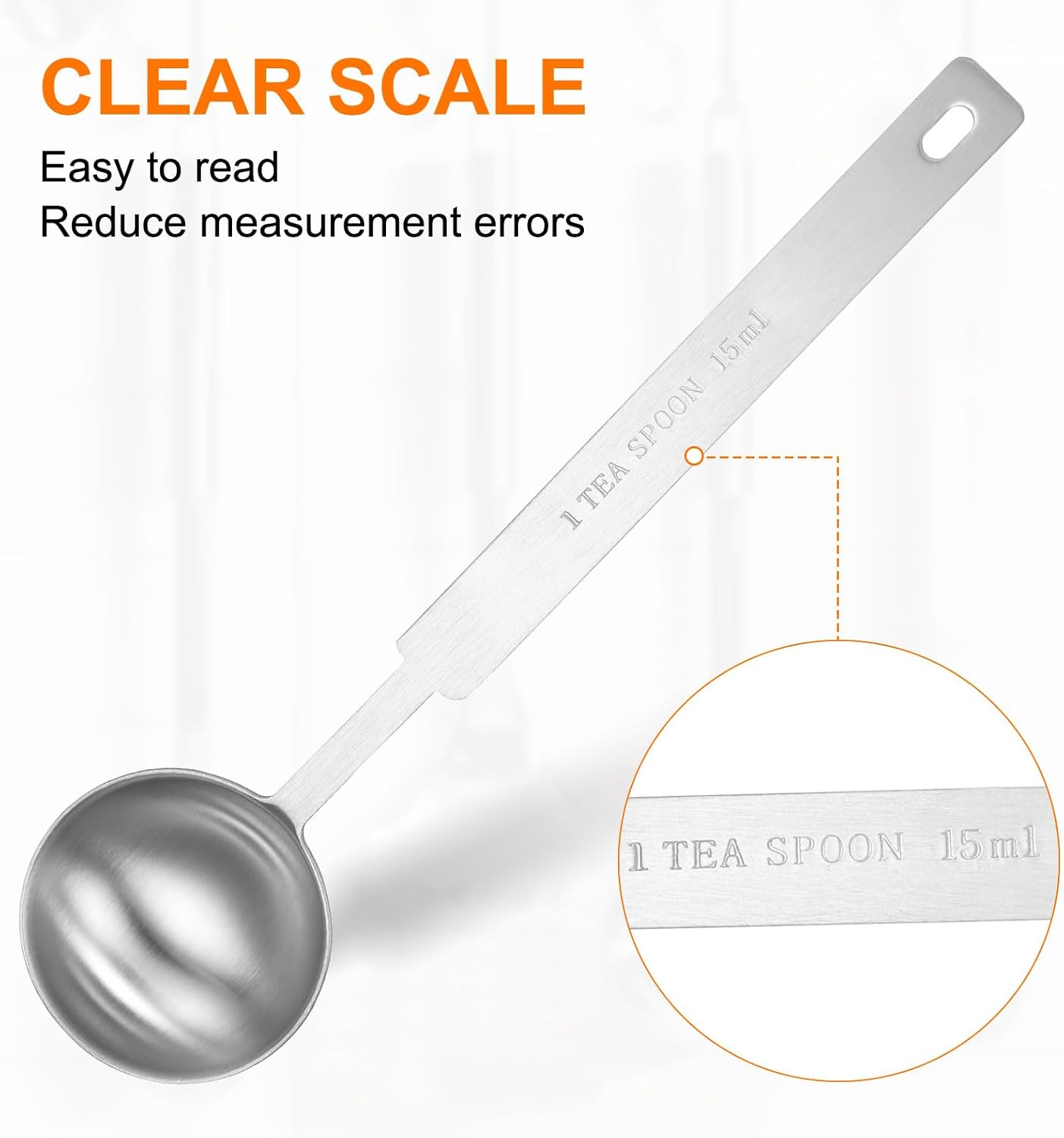 HARFINGTON 3pcs Single Measuring Spoon 3tsp (1tbsp, 15ml) Teaspoon/Tablespoon 430 Stainless Steel Single Tiny Square Bowl Measuring Spoon Long Handle Measure Scoop