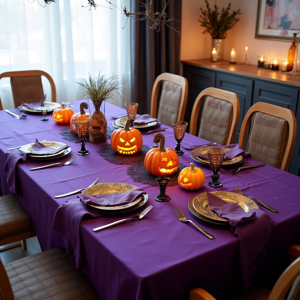 sancua Rectangle Tablecloth - 54 x 78 Inch - Stain and Wrinkle Resistant Washable Polyester Table Cloth, Decorative Fabric Table Cover for Dining Tables, Buffet Parties and Camping, Purple