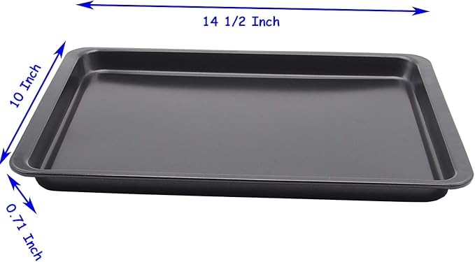 2PCS Cookie Sheet 10x14.5 Inch (Inner 9x13) Baking Sheet Nonstick Heavy Carbon Steel Baking Pans Bakeware