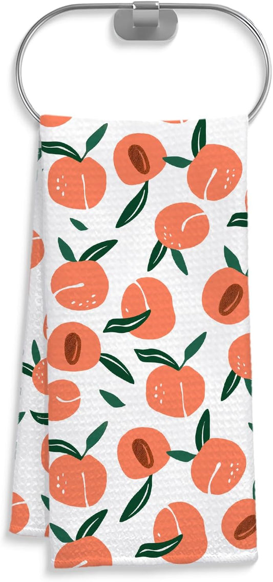 Peach Decor Kitchen Towel, Peach Hand Towel Dish Towel for Kitchen Bathroom Decor, Fruit Lover Gifts, 16x24 Inches