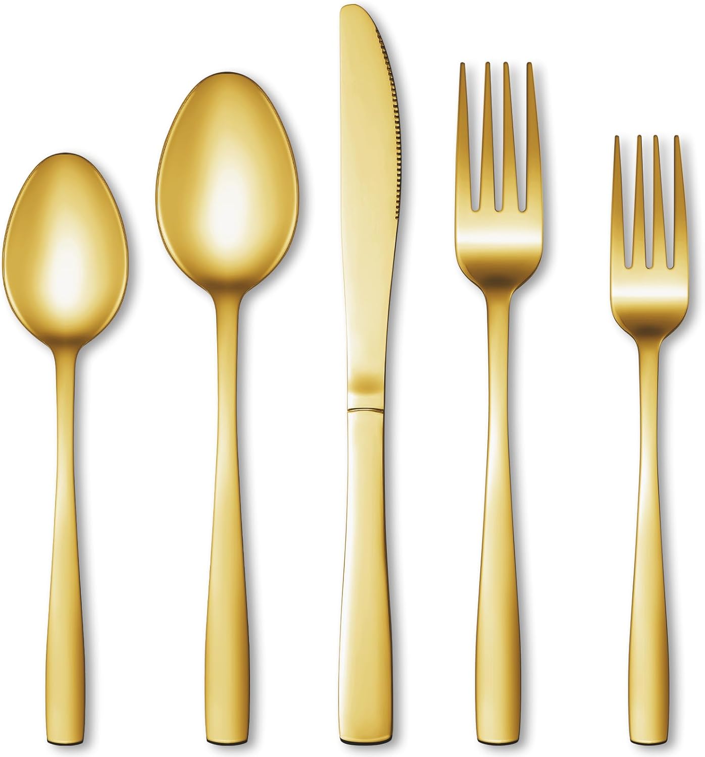40 Pcs Gold Silverware Set, Stainless Steel Flatware Set for 8, Food-Grade Cutlery Set, Mirror Polished Tableware Eating Utensils Set for Home Kitchen, Include Knife Fork Spoon Set, Dishwasher Safe