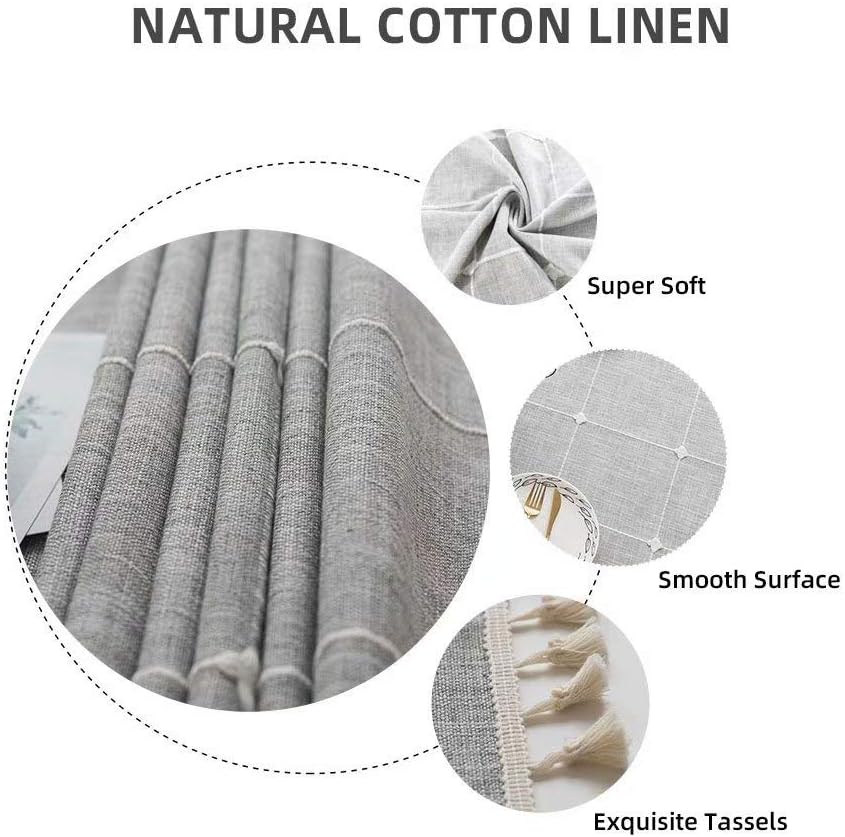 Deep Dream Tablecloths, Embroidered Waterproof Table Cloth Cotton Linen Wrinkle Free Anti-Fading Table Cover Decoration for Kitchen Dinning Party Christmas, 55 x 120 Inch - Gray